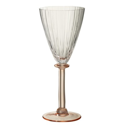 Verre à vin pied rose en verre transparent 9.5x8.5x23 cm